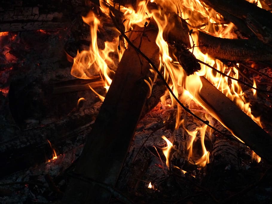 Fire, Embers, Flame, Hot, Heat, Burn, campfire, wood, brand HD wallpaper