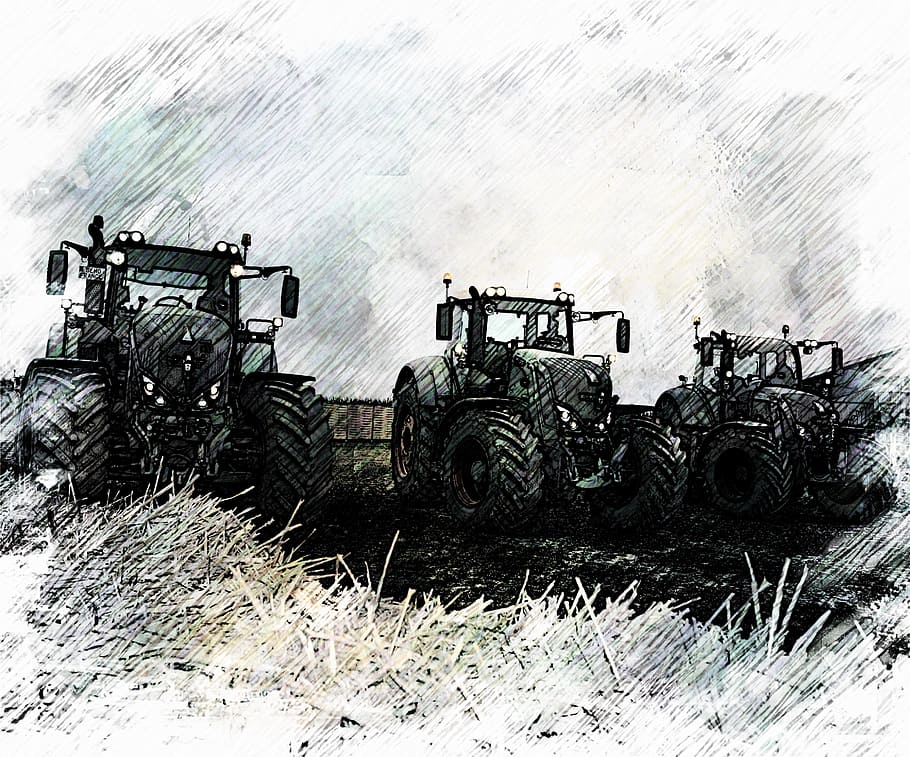 agriculture, drawing, tractor, fendt, transportation, land vehicle, HD wallpaper