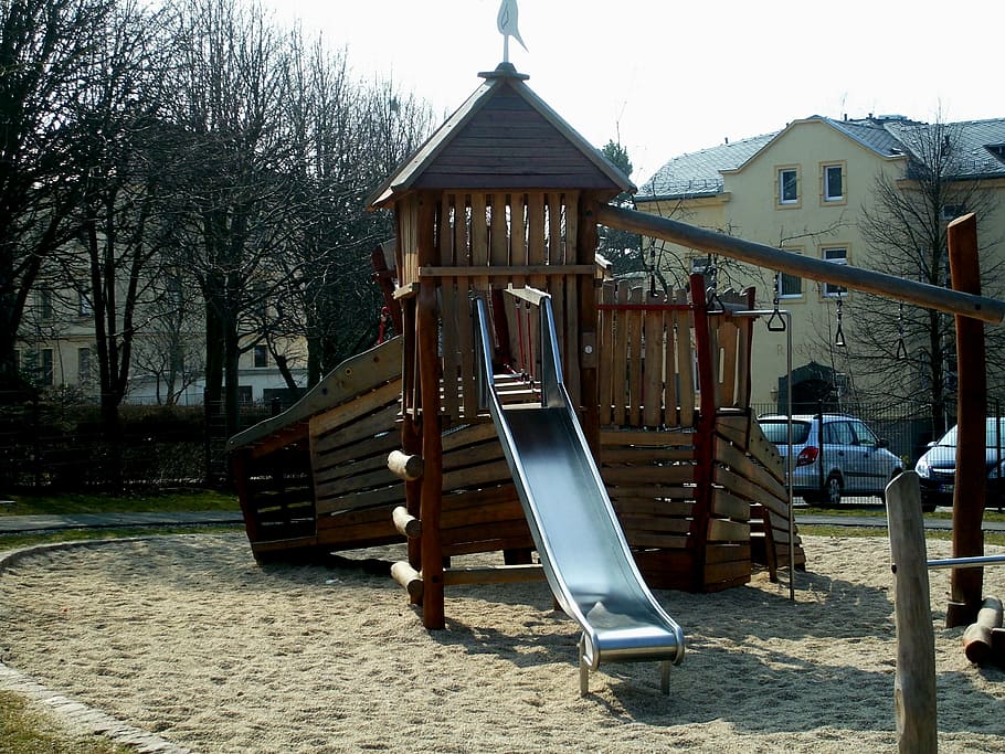 Playground, Slide, Game, Device, game device, children, built structure, HD wallpaper