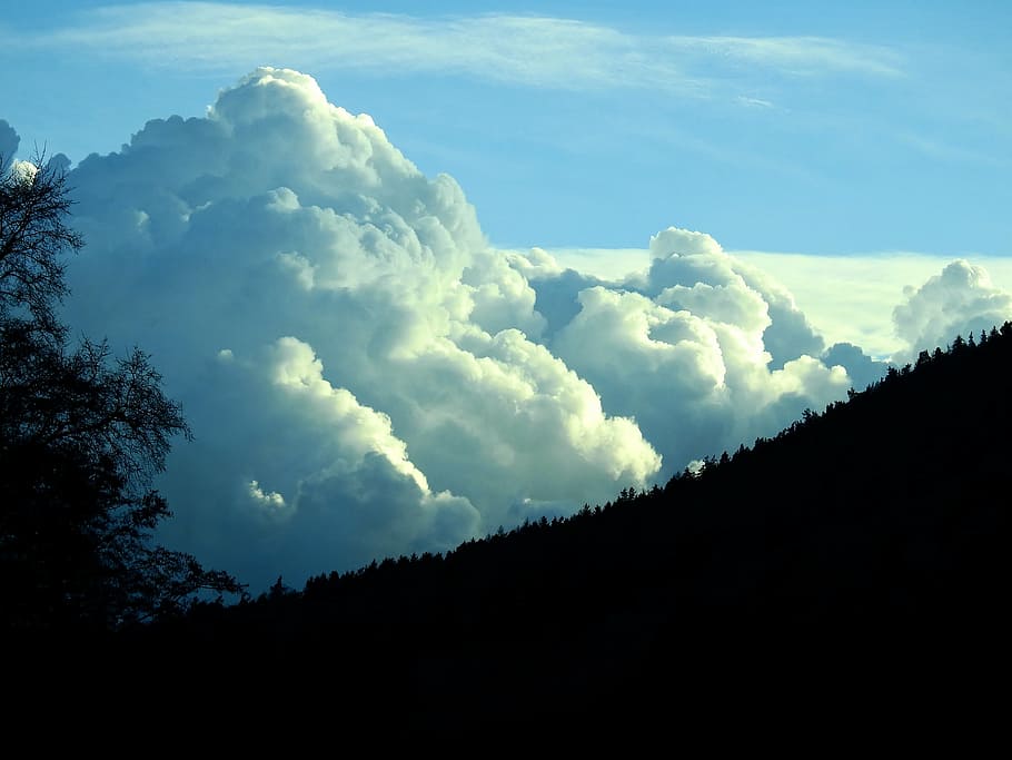 sky, clouds, moon, tagmond, day, blue, impression, nature, landscape HD wallpaper