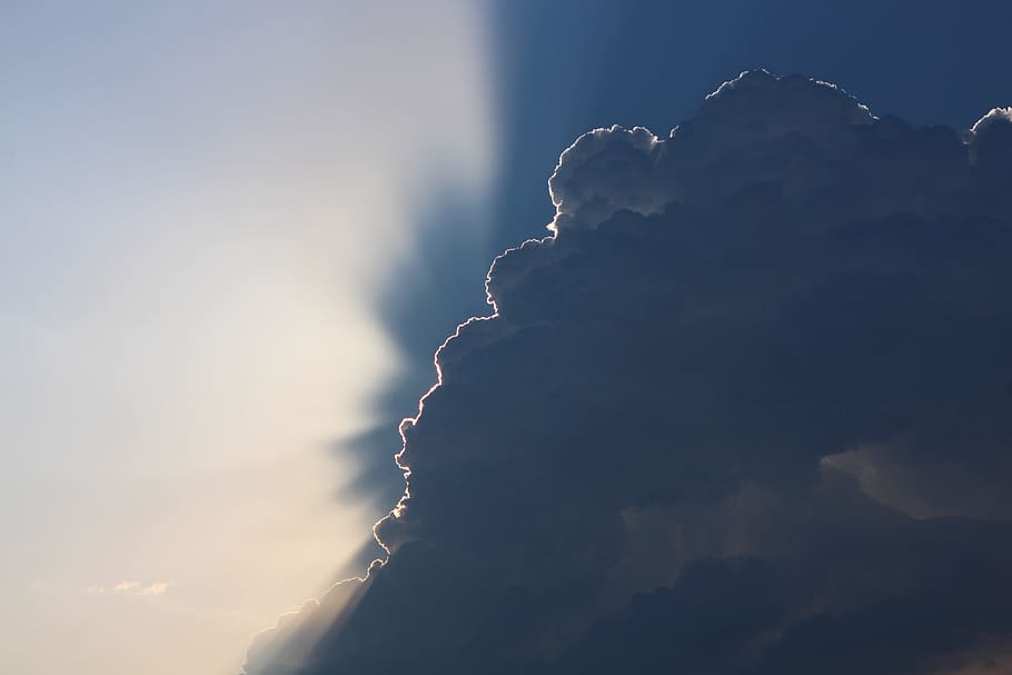 Cloud, Sun, Thundercloud, Thunderstorm, sunbeam, rays, sky HD wallpaper