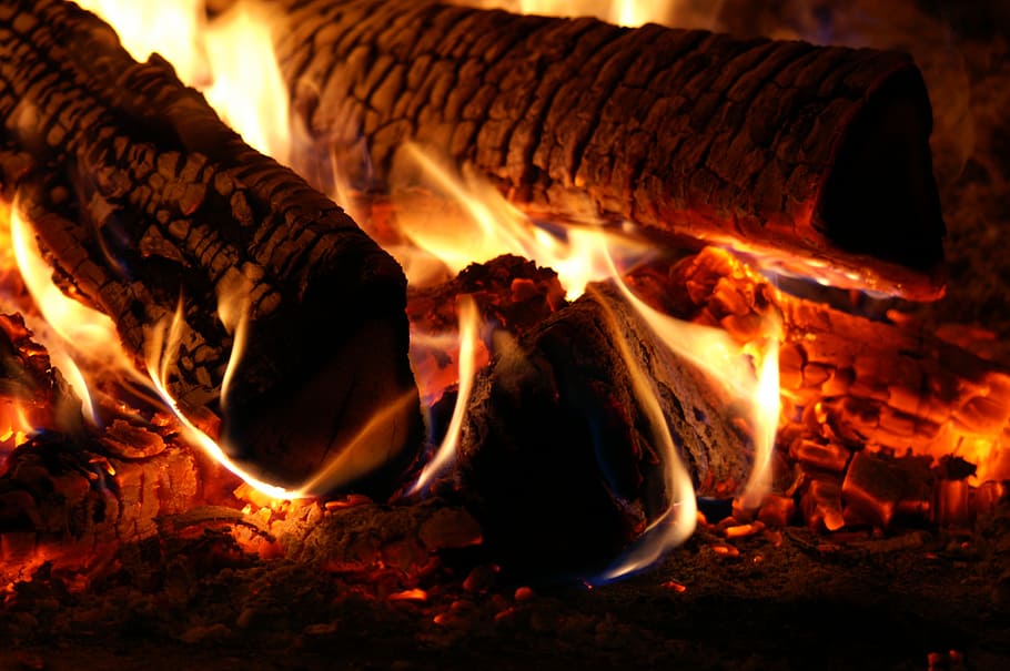 firewoods, flame, burn, heat, embers, heat - temperature, burning HD wallpaper