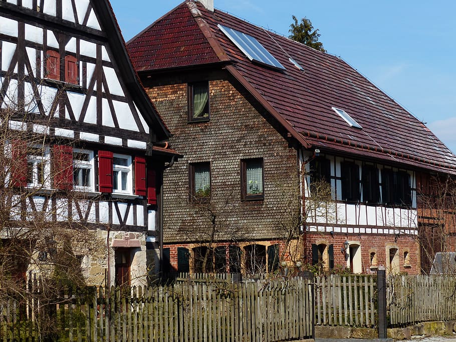 Home, Fachwerkhaus, Farmhouse, Hof, building, agriculture, rustic, HD wallpaper