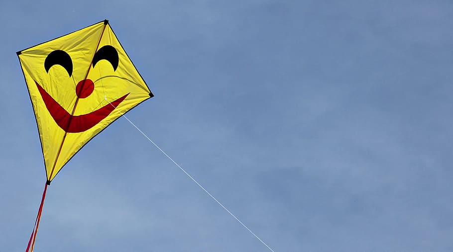 yellow and red kite under blue sky during daytime, flying kites, HD wallpaper