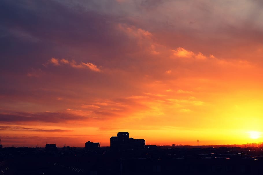 dawn, landscape, nature, sky, clouds, dark, evening, outdoors HD wallpaper