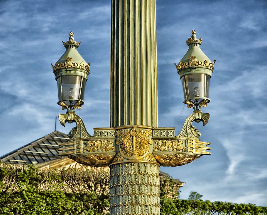lampposts in between of post, rostral columns, lamp post, elegant