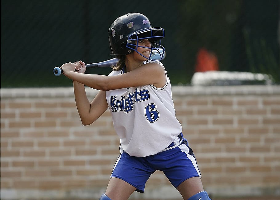 softball, batter, female, teenager, game, competition, uniform, HD wallpaper