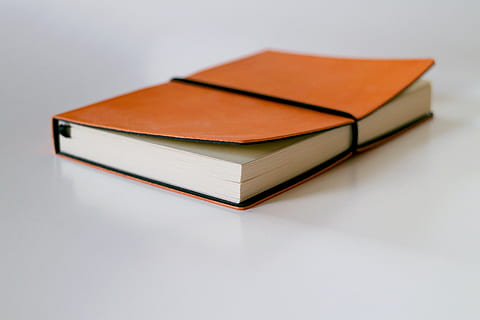 brown and white book, notebook, paper, writing, blank, office HD wallpaper