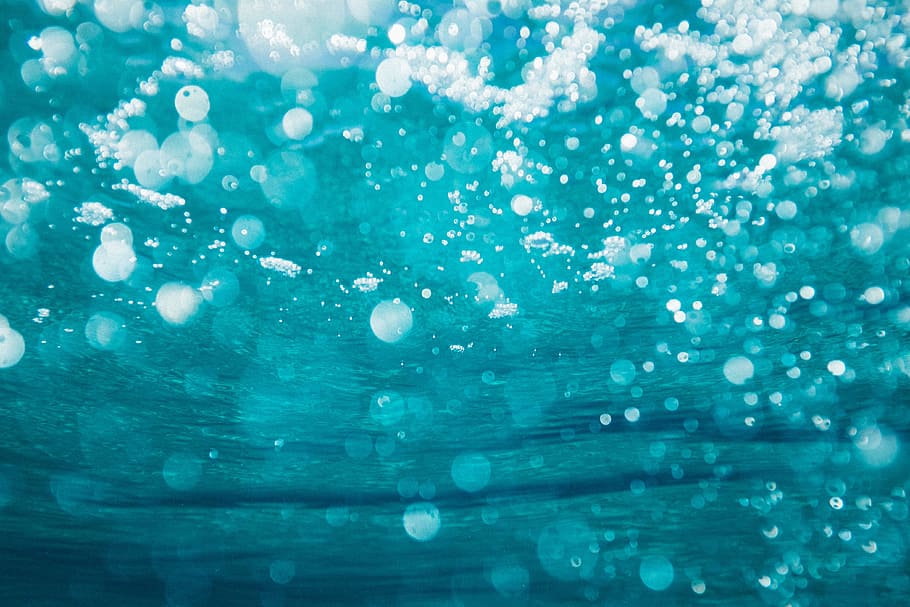 underwater photograph, bubbles, ocean, sea, blue, no people, close-up, HD wallpaper