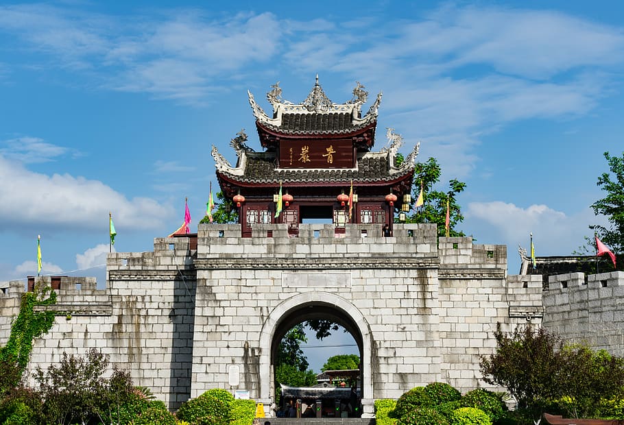 guiyang, qingyan ancient town, huaxi, green rock, city gate tower, HD wallpaper