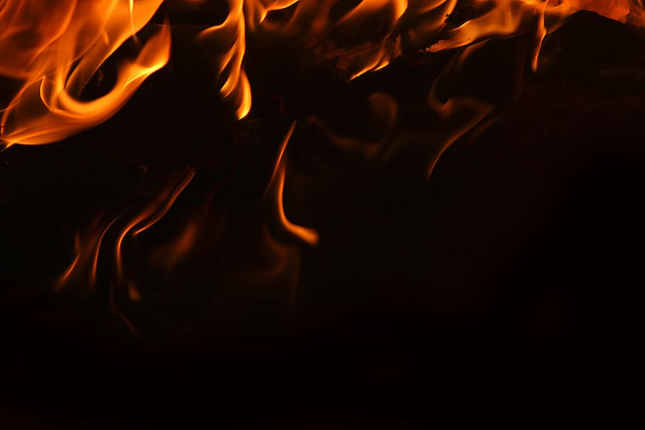 flame with black background, fire, hot, blazing, inferno, burn