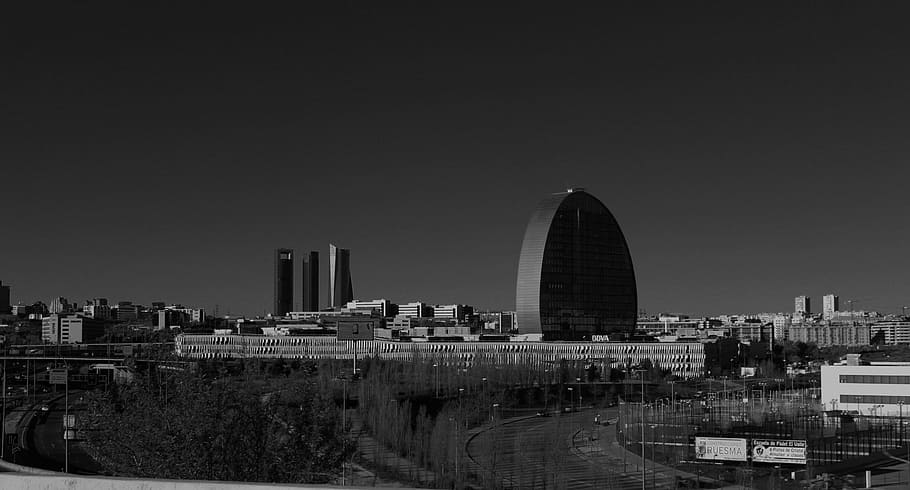 madrid, skyline, panoramic, architecture, skyscraper, real estate HD wallpaper