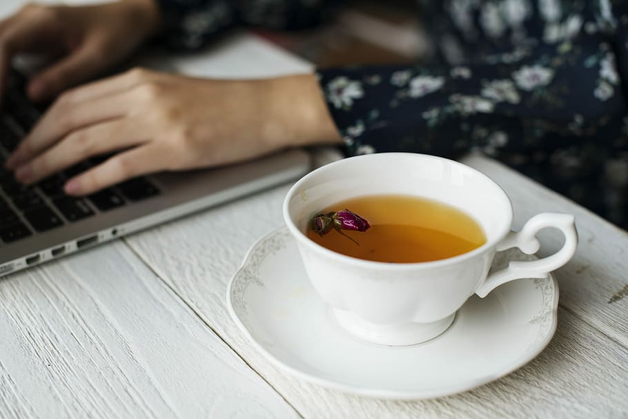 white ceramic teacup on top of white saucer, beverage, drink HD wallpaper