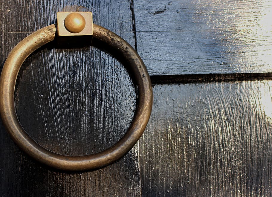 Door, Knocker, Ring, Handle, Entrance, old, metal, ancient HD wallpaper