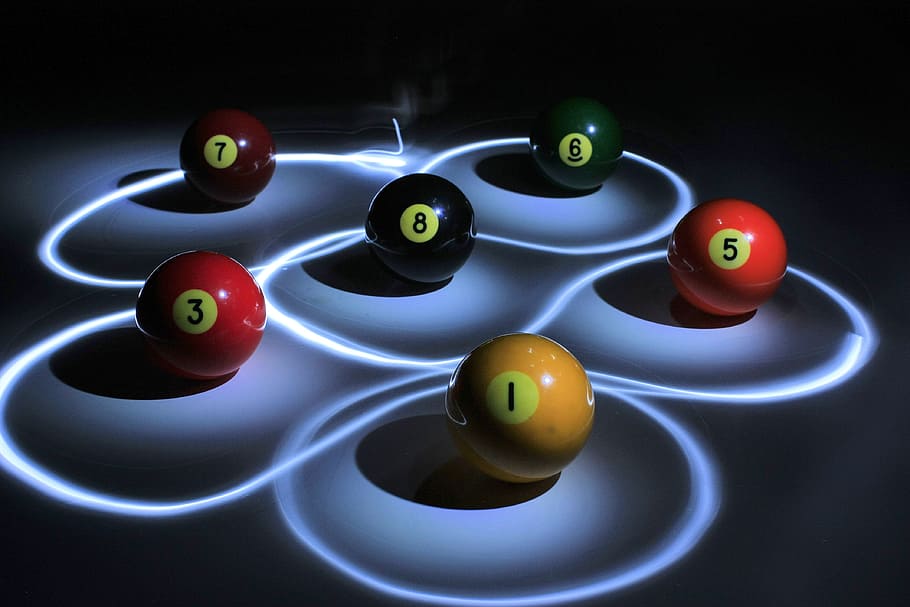 photo of lighted pool balls, Billiard, Billiards, Snooker, pool table