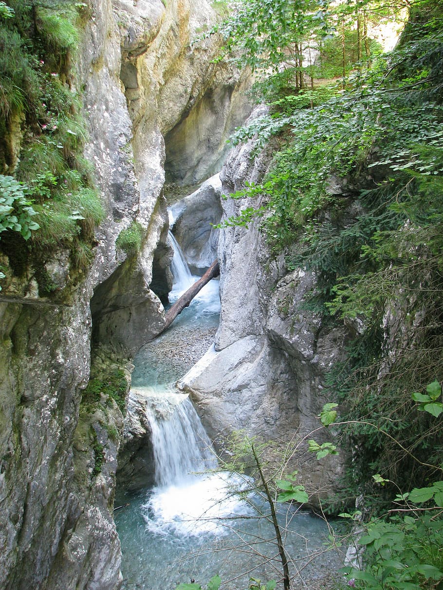 mountain gorge, mountain stream, beauty in nature, motion, rock HD wallpaper