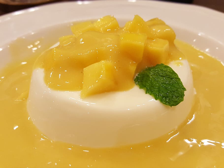 mango, sweet, dessert, panacotta, food, food and drink, freshness, HD wallpaper