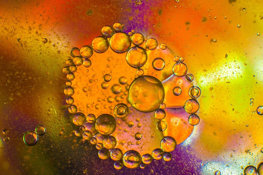 Macro, Wheels, Colors, Light, drop, backgrounds, bubble, liquid HD wallpaper