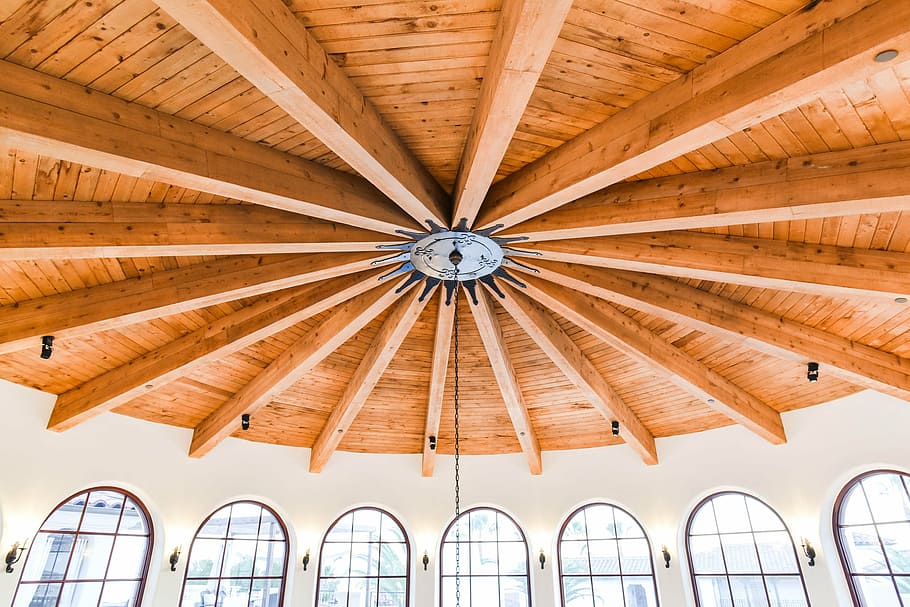 ceiling, architecture, wood, building, windows, arches, built structure HD wallpaper