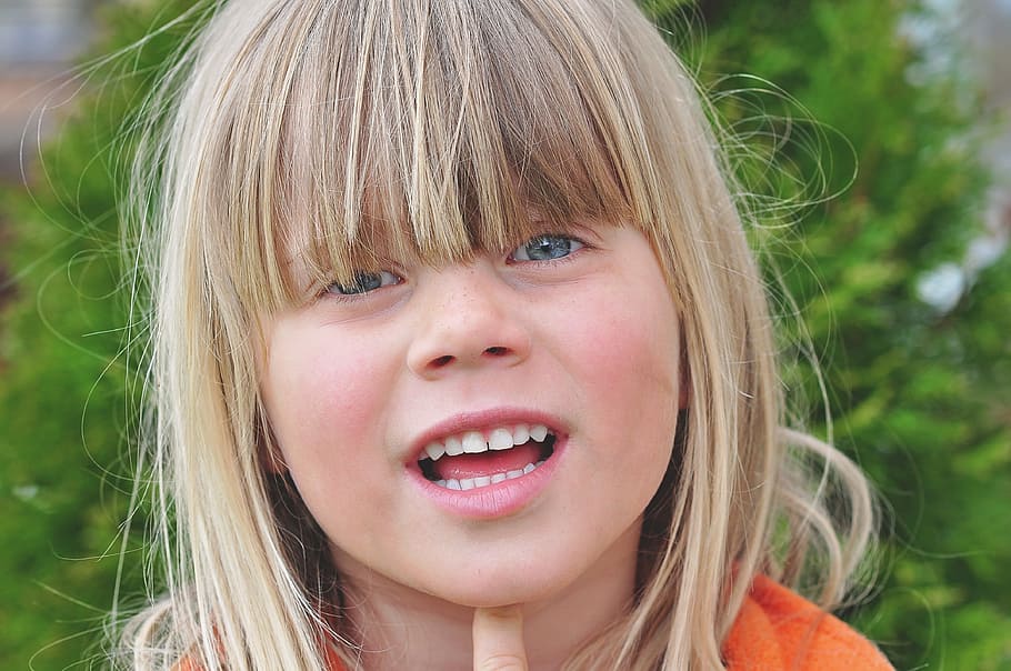 child, girl, blond, long hair, face, view, out, dirty, headshot