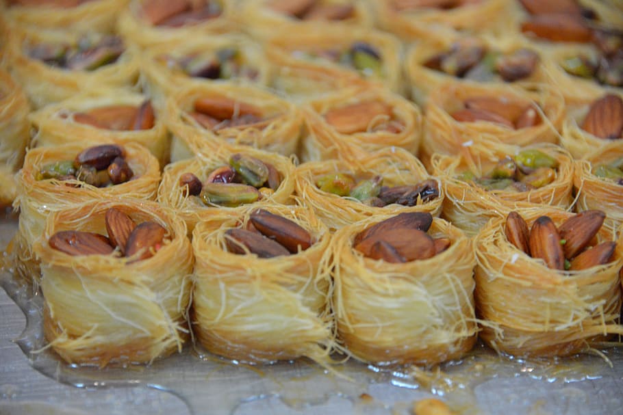 middle eastern, dessert, birds nest, phyllo, food, food and drink HD wallpaper