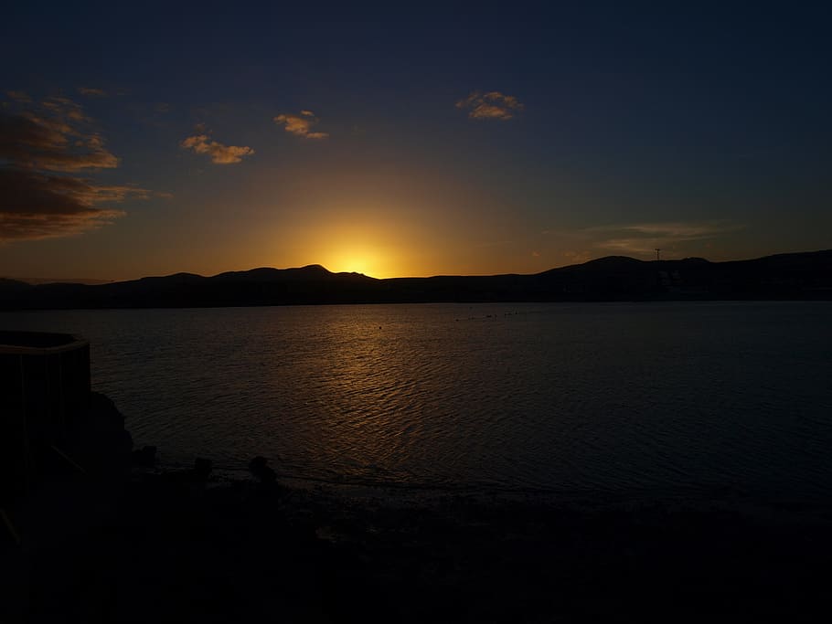 sunset, beach, ocean, sundown, evening, nature, sky, water HD wallpaper