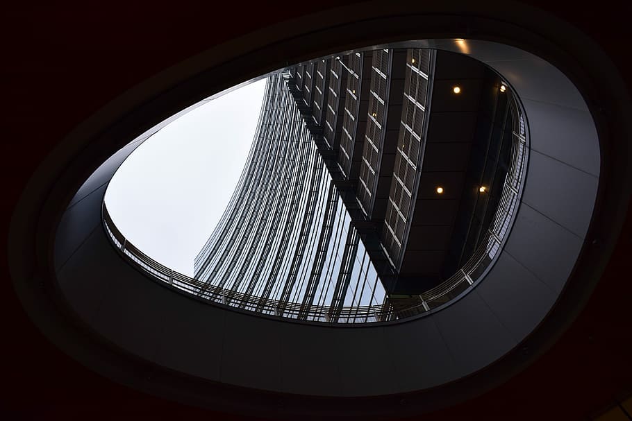 black high rise building, low-angle architectural photography of gray building HD wallpaper