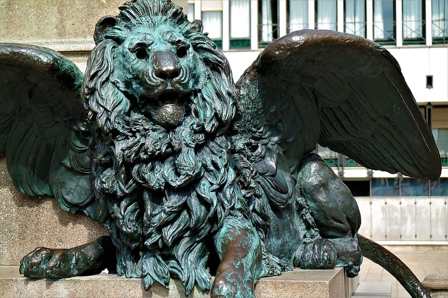 lion, venice, statue, pegasus, italy, bronze, art and craft HD wallpaper