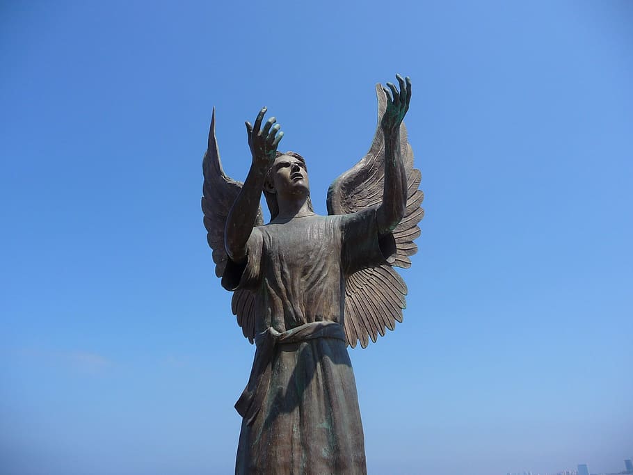 Angel Statue, Mexico Angel Statue, puerto vallarta statue, angel of hope, HD wallpaper
