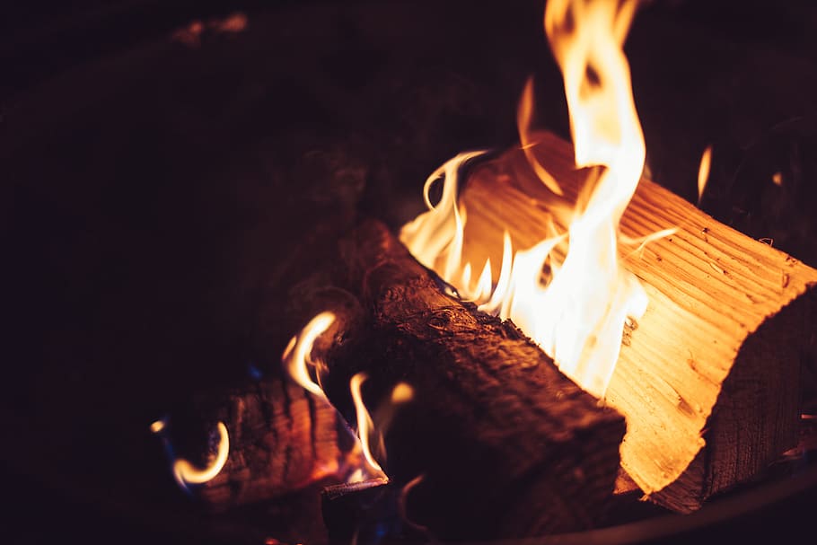 fire, flame, bonfire, campfire, dark, night, heat, burning HD wallpaper