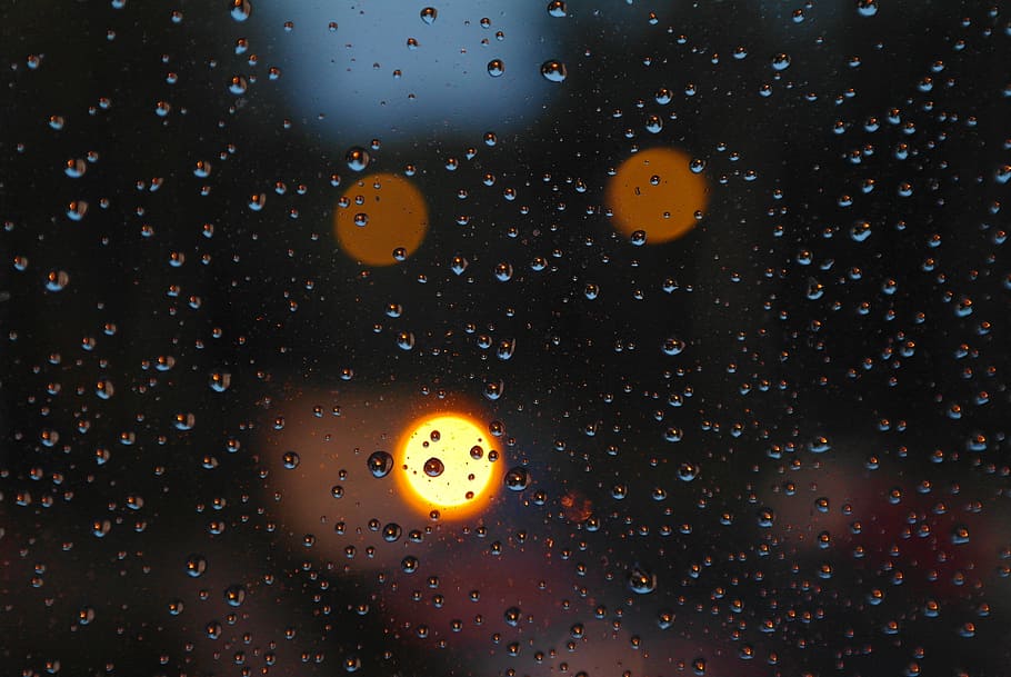 rain, pane, evening, drops, drops of water, rain drops, the background HD wallpaper