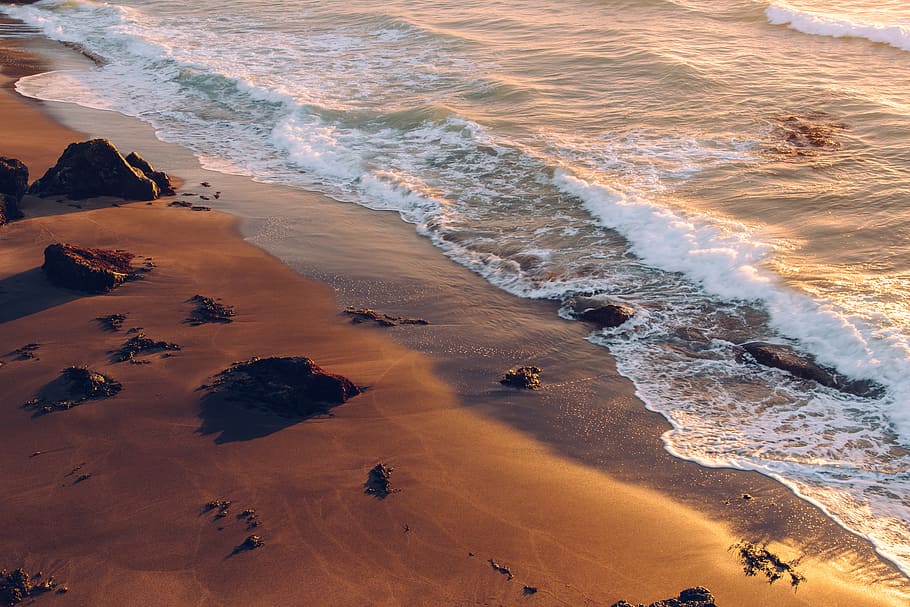 landscape photography of seashore at daytime, body of water, ocean HD wallpaper