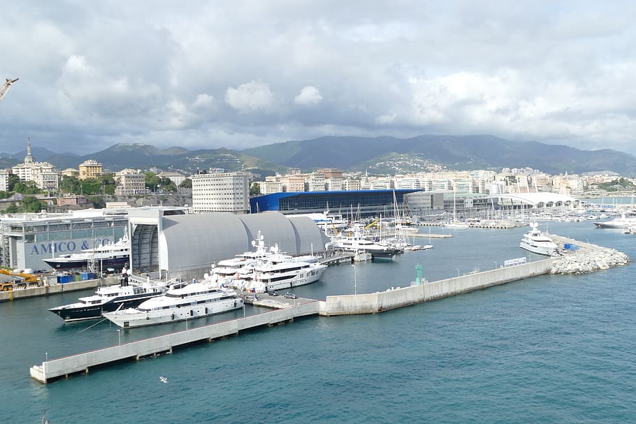 genoa, port, italy, sea, genova, ship, water, nautical vessel, HD wallpaper