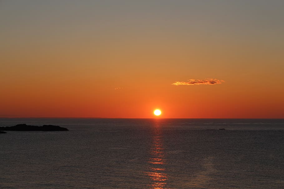 sunset, setting, sea, idyll, roma table, canada, atlantic, atlantikkanda HD wallpaper