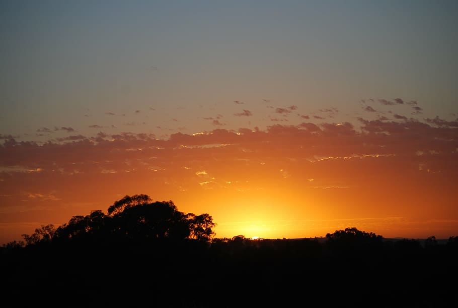 sunrise, clouds, nature, dawn, morning, silhouette, rural, sunset HD wallpaper