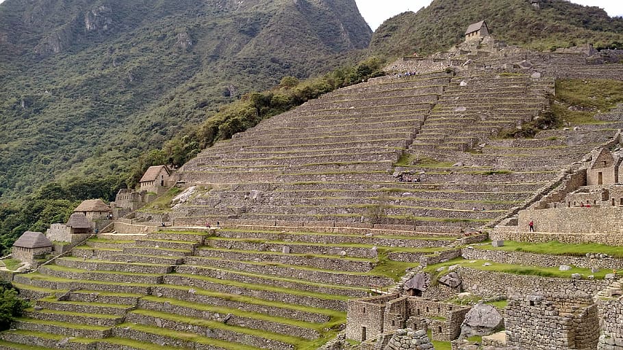 concrete houses near mountains, machu picchu, cusco, peru, history HD wallpaper