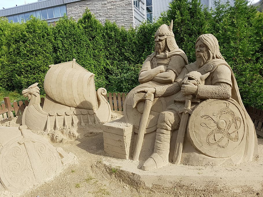 Sand, Sculpture, Viking, architecture, statue, famous Place