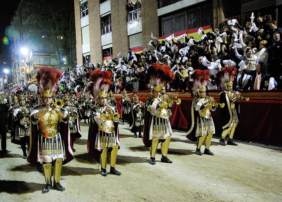 lorca, parade, holy week, romans, musicians, large group of people HD wallpaper