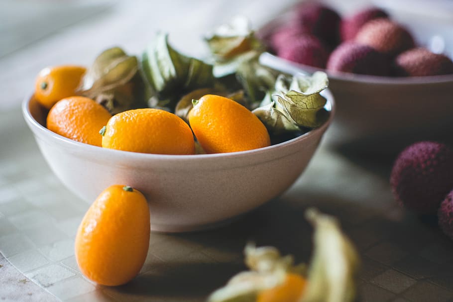 Kumquats and litchi, close up, fruit, healthy, food, freshness, HD wallpaper
