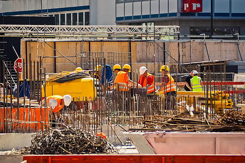 workers wearing vest during daytime, construction, site, build HD wallpaper