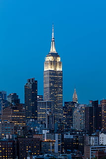 Working late, Empire State Building, New York, skyscraper, city HD wallpaper