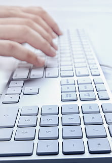 person typing on corded computer keyboard, hands typing, laptop HD wallpaper