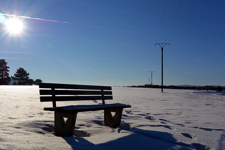 Snow, Landscape, Cold, Nature, Bank, Sun, rays, winter, wintry HD wallpaper