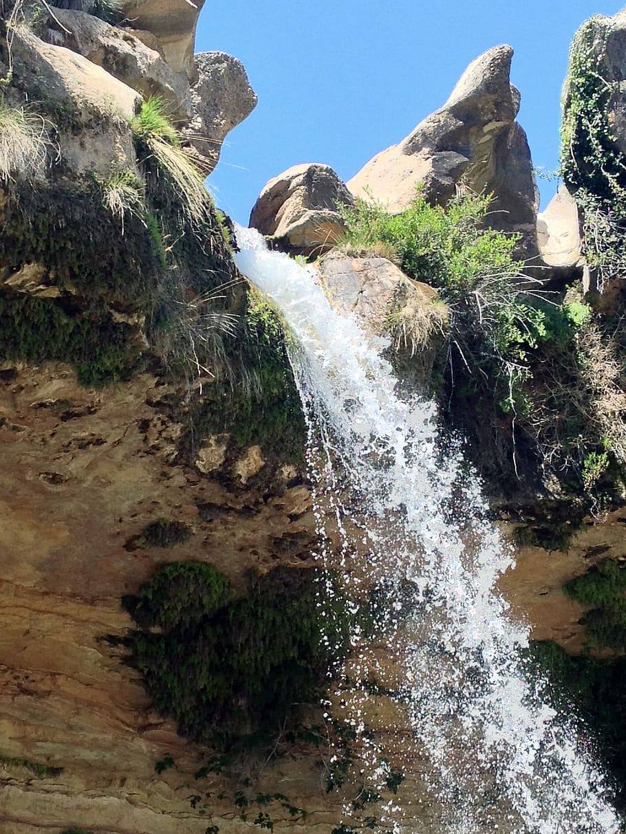 Nature, Waterfall, Rocks, vegetation, mountain, forests, rock - object HD wallpaper