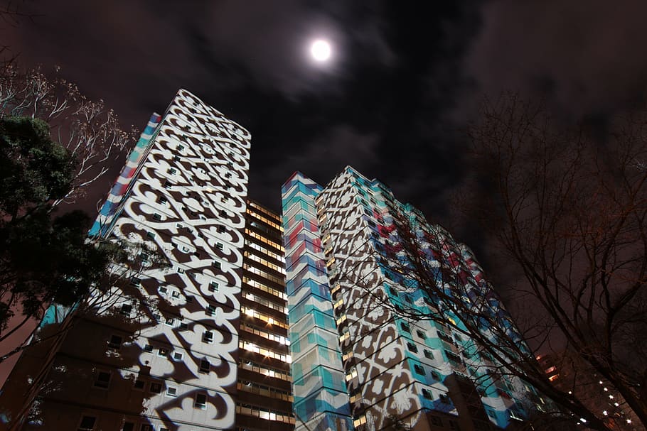 projections, building projections, projection art, building exterior HD wallpaper