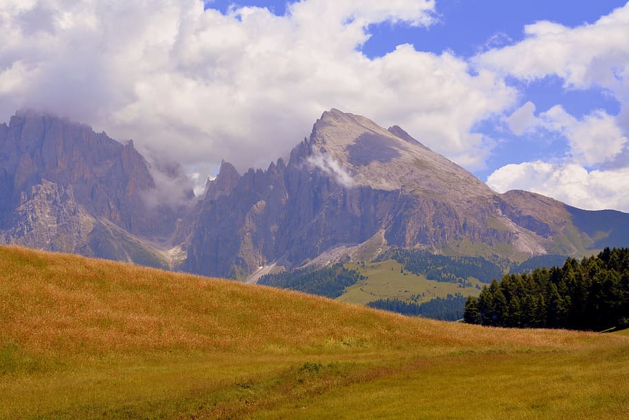 dolomites, cloudy, sky, mountains, italy, landscape, cloud - sky HD wallpaper