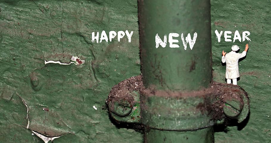 Happy New Year-printed paper, miniature, miniature figure, painter HD wallpaper
