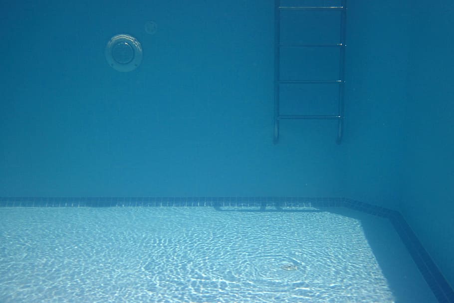 under water shot of swimming pool with metal ladder, aqua, blue, HD wallpaper