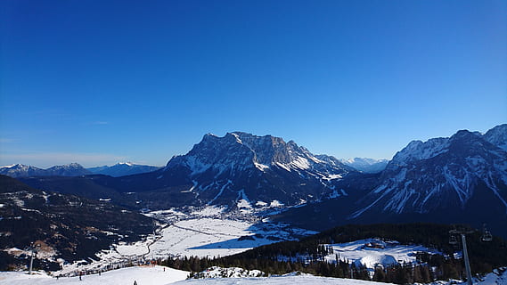 Zugspitze, Winter, Ehrwald, erwald, austria, mountains, nature HD wallpaper