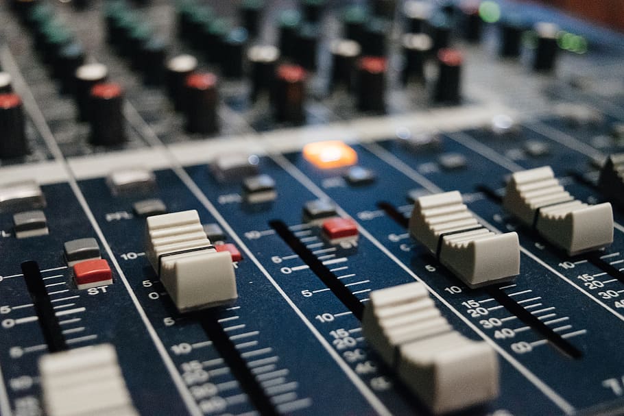 close-up photo of black and gray audio mixer, amplifier, music HD wallpaper